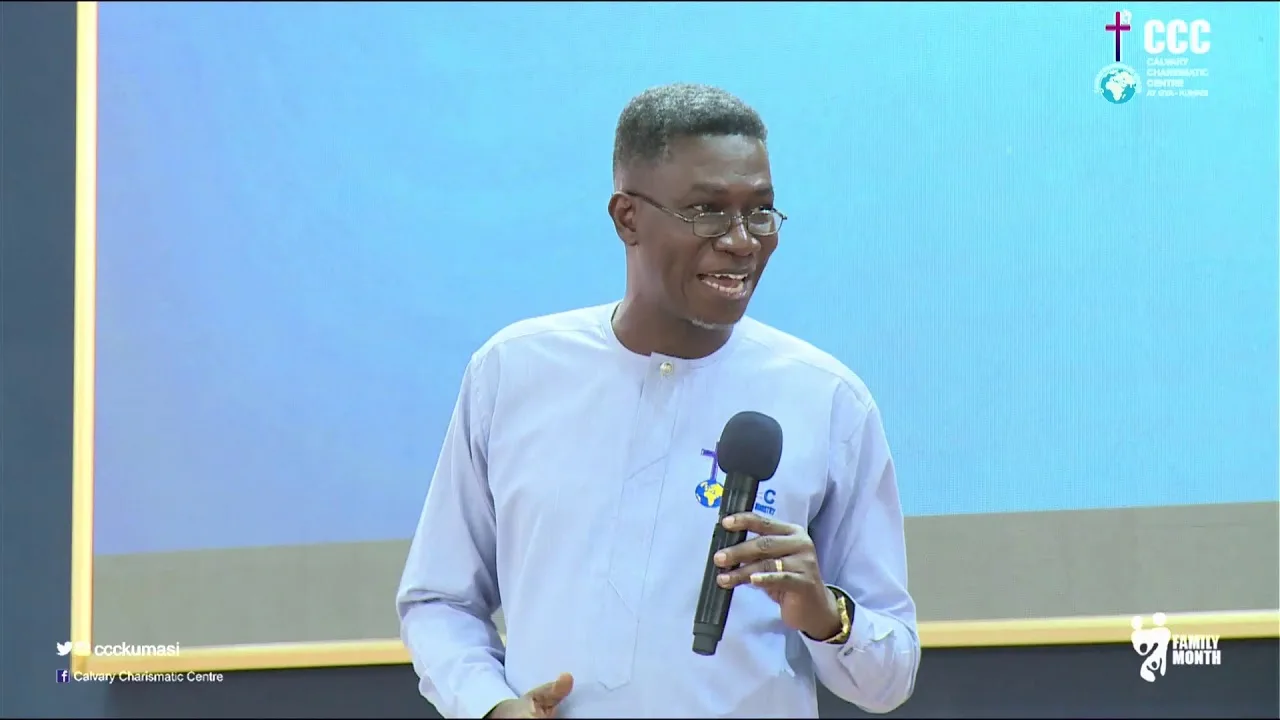 Rev. Vincent Acquaah speaking during a broadcast family month session